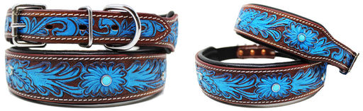 Dog Puppy Collar Genuine Cow Leather Padded Canine  6032