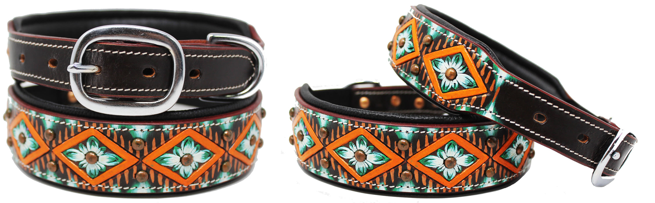 Rhinestone Dog Puppy Collar Crystal Cow Leather Western 6035OR