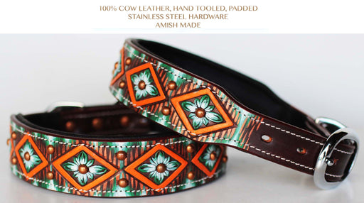 Rhinestone Dog Puppy Collar Crystal Cow Leather Western 6035OR