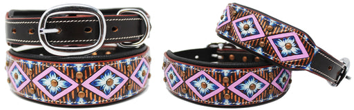 Rhinestone Dog Puppy Collar Crystal Cow Leather Western 6035PR
