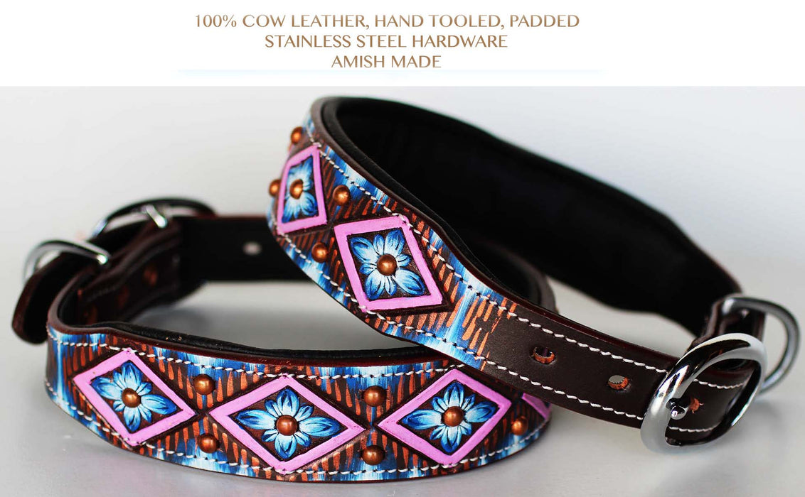 Rhinestone Dog Puppy Collar Crystal Cow Leather Western 6035PR