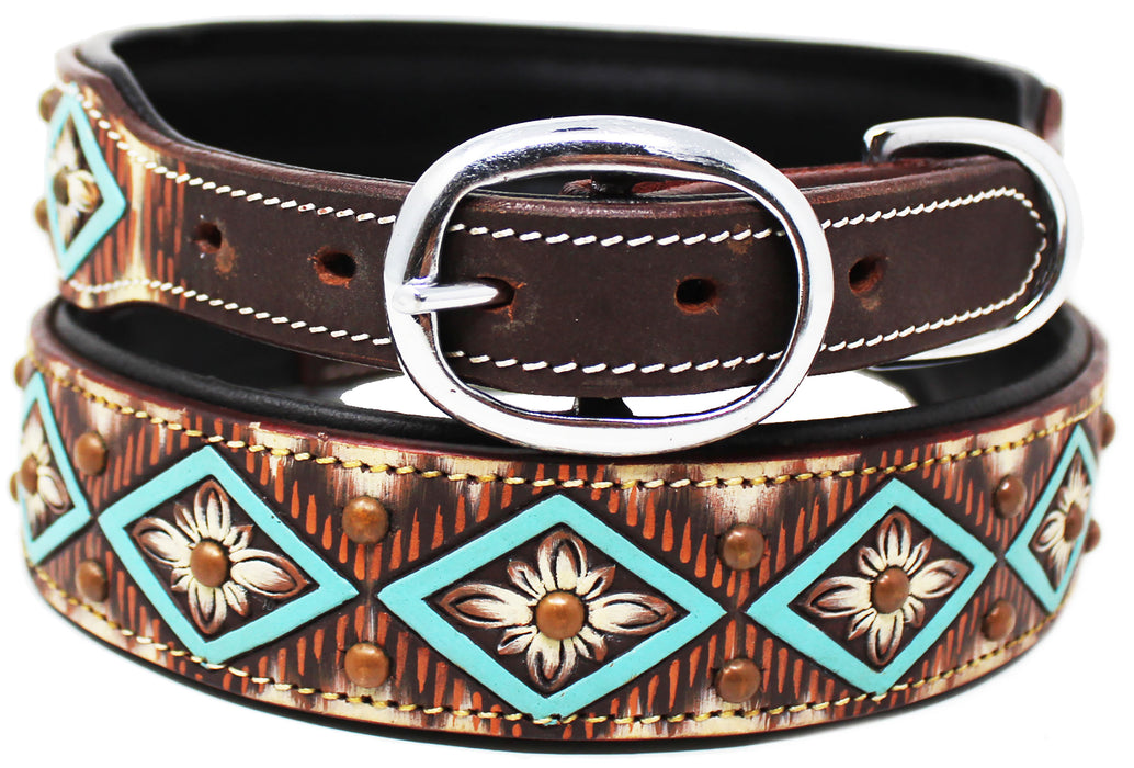 Dog Puppy Collar Cow Leather Adjustable Padded Canine 6035TR