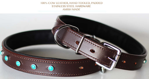 Rhinestone Dog Puppy Collar Crystal Cow Leather Western 6041