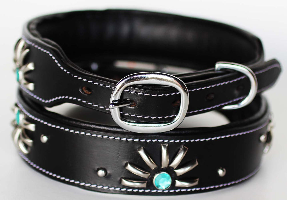 Rhinestone Dog Puppy Collar Crystal Cow Leather Western 6046