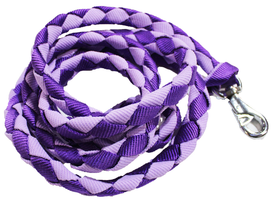 Challenger 10' Horse Flat Nylon Braided Halter Lead Rope Lilac 60565