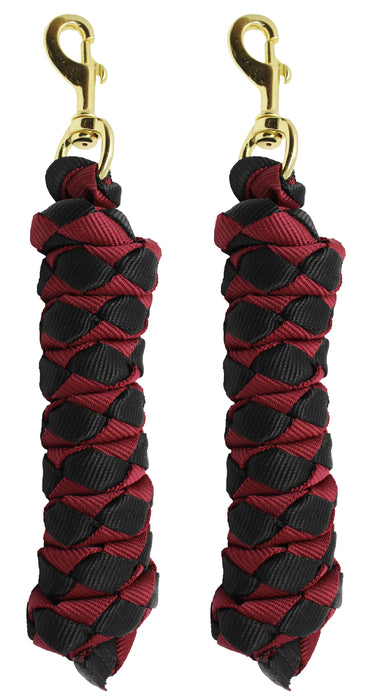 Lot of 2 Horse Flat Braided Nylon Webbed Lead Rope Heavy Brass Swivel Snap 60570