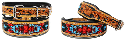 Dog Puppy Collar Cow Leather Adjustable Padded Canine 6061
