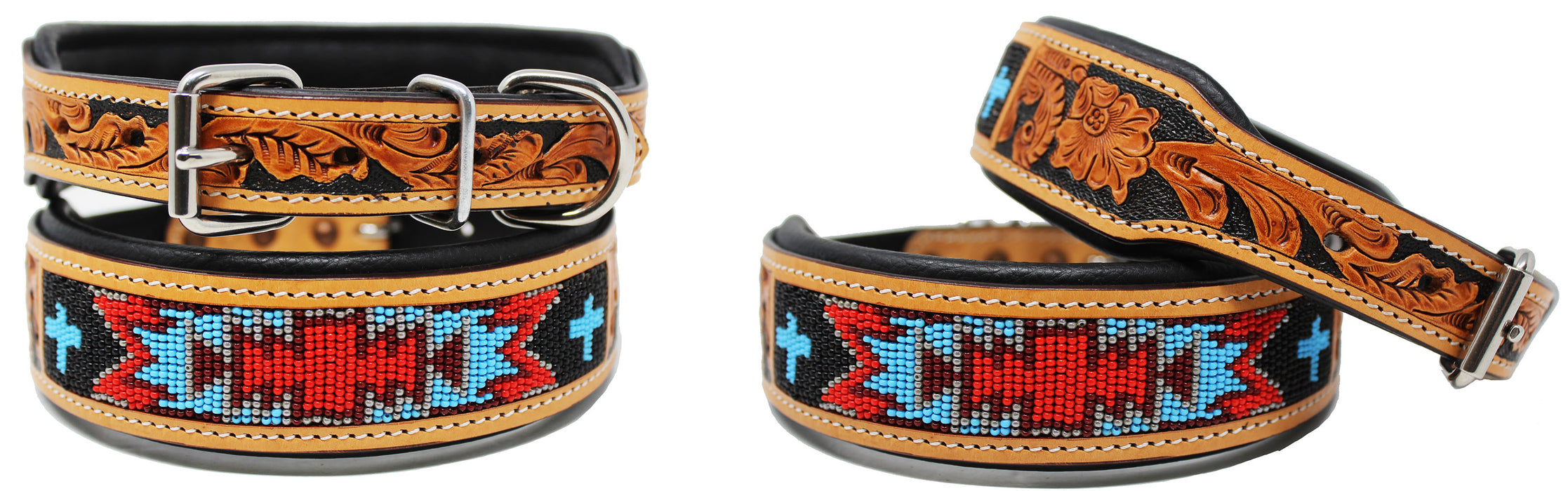 Dog Puppy Collar Cow Leather Adjustable Padded Canine 6061