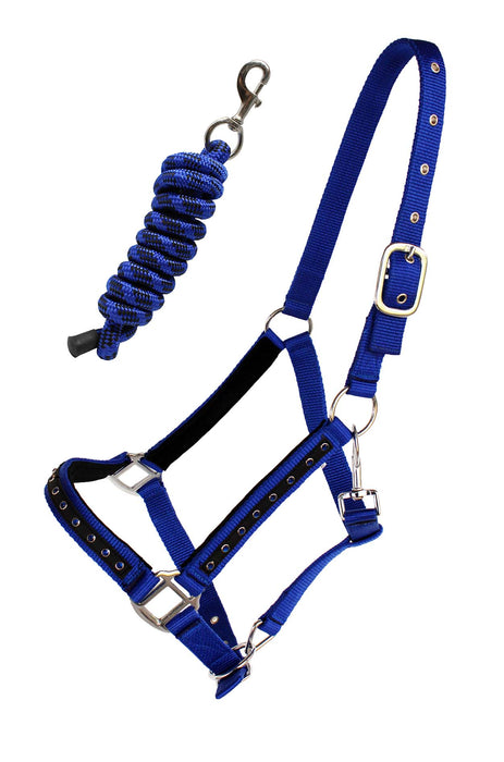 Nylon Horse Tack Nylon Padded Adjustable Halter Rhinestones Lead Rope 606162