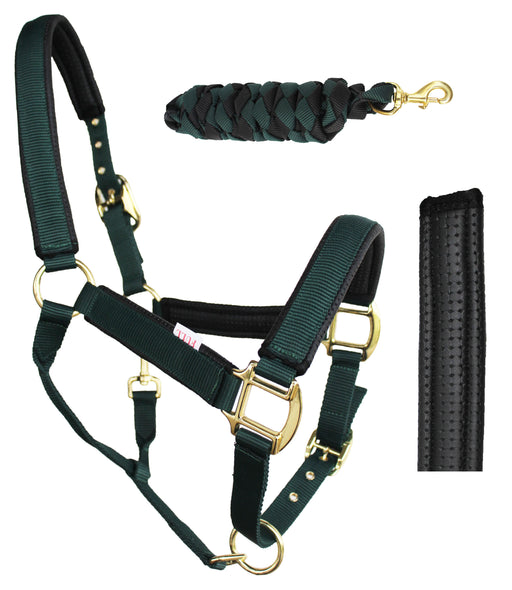 Nylon Horse Neoprene Padded Halter Brass Hardware Horse Tack Equine 606173