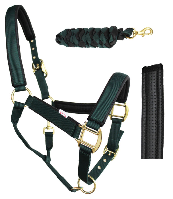 Nylon Horse Neoprene Padded Halter Brass Hardware Horse Tack Equine 606173
