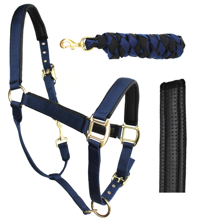 Nylon Horse Neoprene Padded Halter Brass Hardware Horse Tack Equine 606173