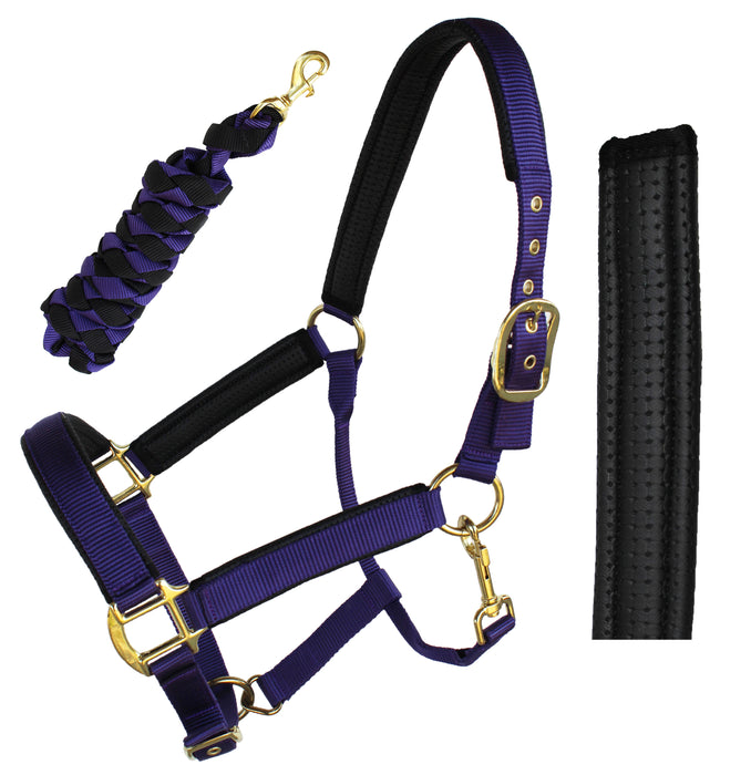 Nylon Horse Neoprene Padded Halter Brass Hardware Horse Tack Equine 606173