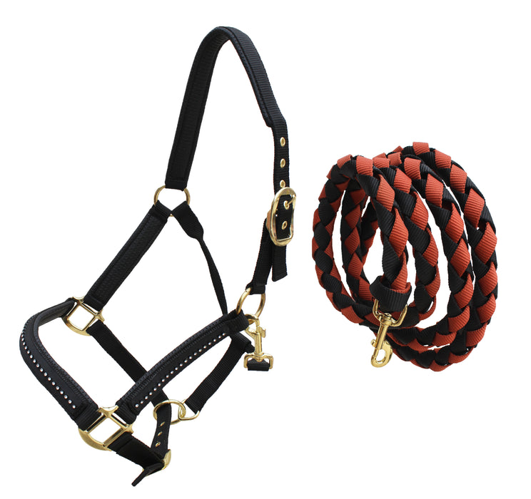 Nylon Horse Neoprene Padded Nylon Adjustable Halter Brass Hardware 606180-81