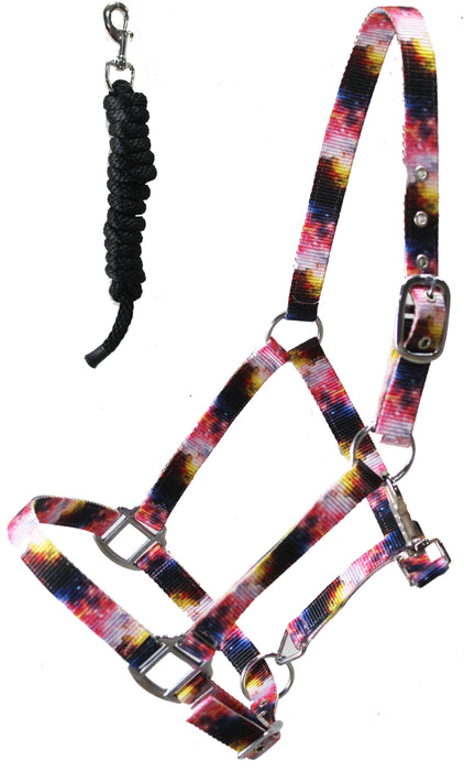 Nylon Premium Horse Tack Fully Adjustable Patterned Halter Lead 606Printed