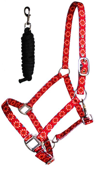 Nylon Premium Horse Tack Fully Adjustable Patterned Halter Lead 606Printed