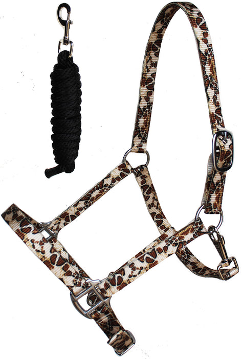 Nylon Premium Horse Tack Fully Adjustable Patterned Halter Lead 606Printed