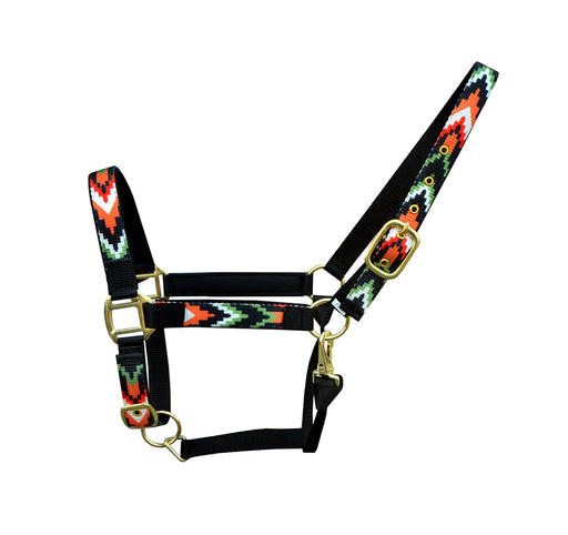 Nylon Horse Nylon Multicolor Patterned Neoprene Comfort Adjustable Halter 606192v