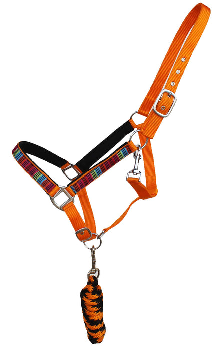 Horse Nylon Serape Neoprene Comfort Adjustable Halter Lead 606193