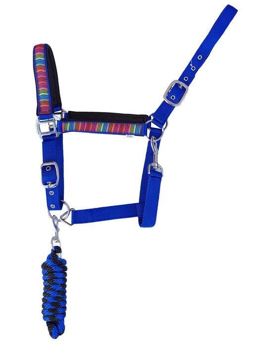 Horse Nylon Serape Neoprene Comfort Adjustable Halter Lead 606193