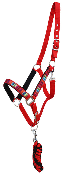 Horse Nylon Serape Neoprene Comfort Adjustable Halter Lead 606193