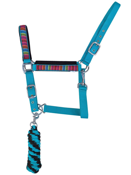 Horse Nylon Serape Neoprene Comfort Adjustable Halter Lead 606193