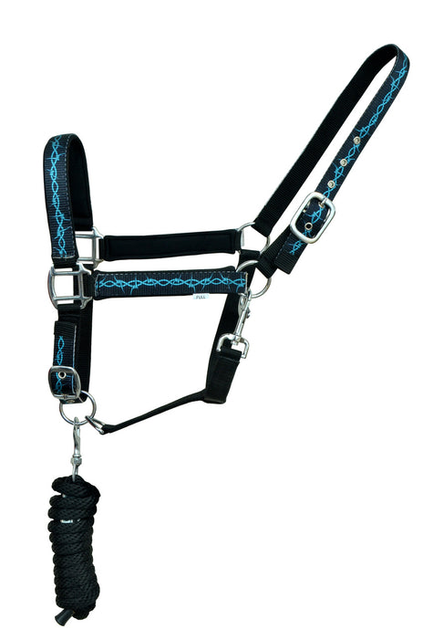 Horse Horse Nylon Barbed Wire Printed Neoprene Comfort Adjustable Halter Lead 606198