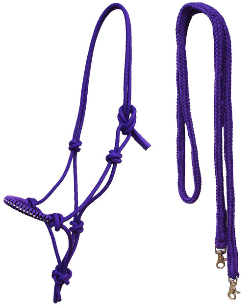 Horse Nylon Braided Rhinestone Noseband Rope Halter w/ reins 606199