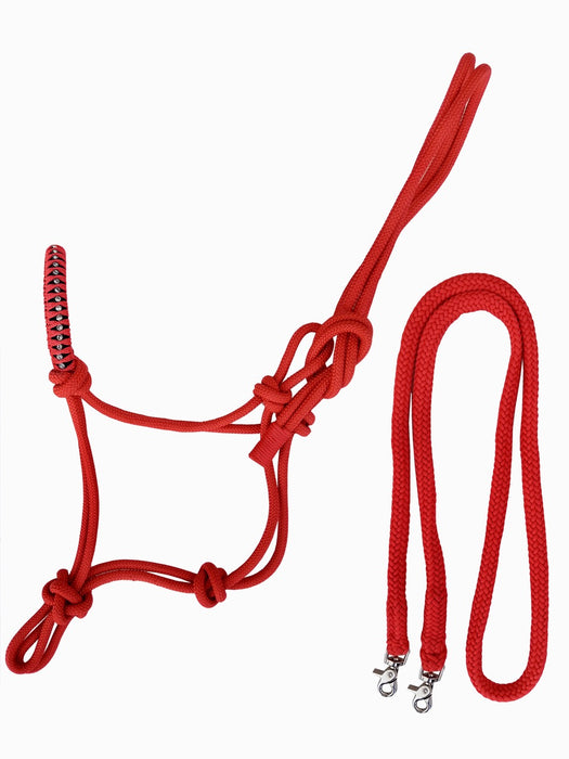 Horse Nylon Braided Rhinestone Noseband Rope Halter w/ reins 606199