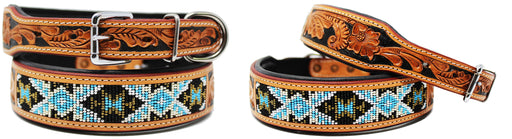 Dog Puppy Collar Cow Leather Adjustable Padded Canine 6062