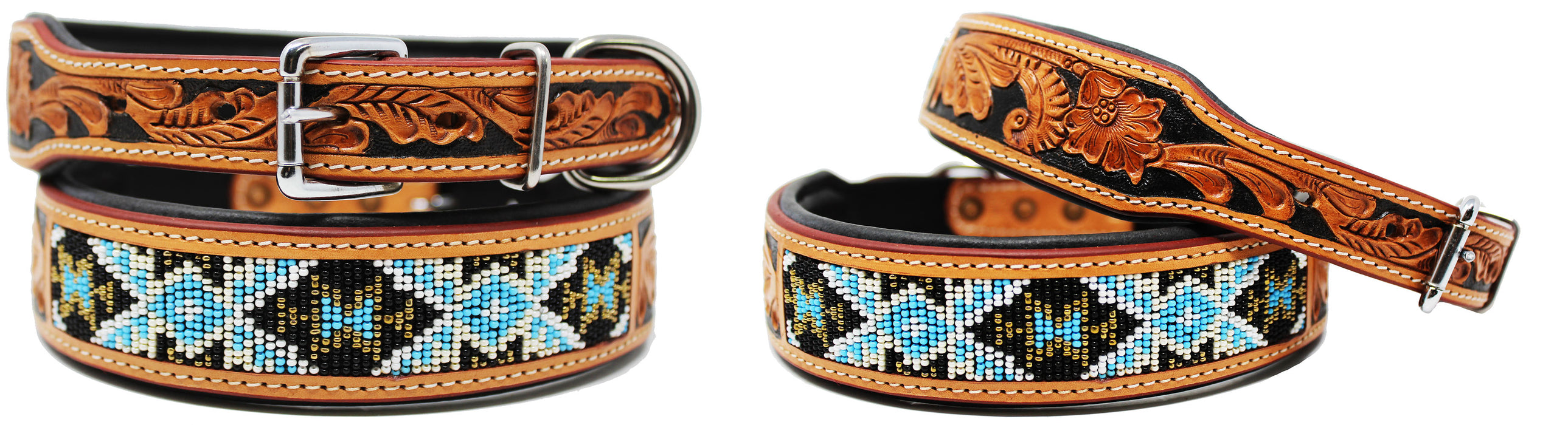 Dog Puppy Collar Cow Leather Adjustable Padded Canine 6062