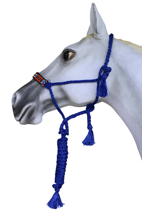 Horse Nylon Beaded Noseband Braided Black Mule Tape Rope Halter Lead Rope 606200