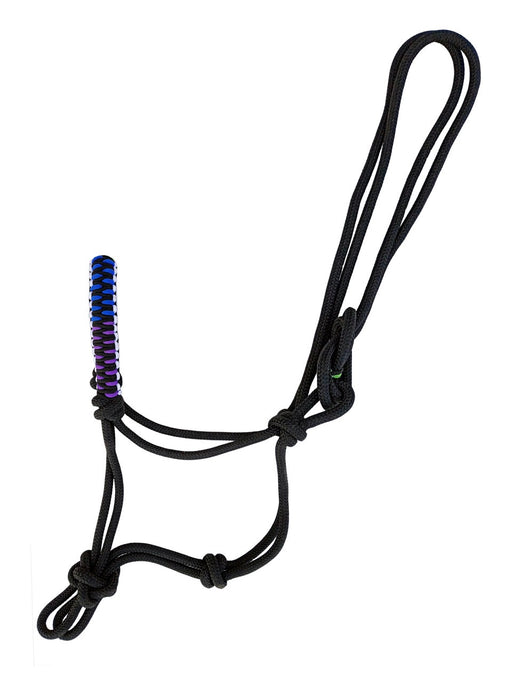 Horse Nylon Braided Rhinestone Noseband Rope Halter Lead Rope Rainbow 606207BK