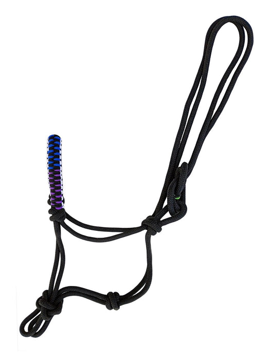 Horse Nylon Braided Rhinestone Noseband Rope Halter Lead Rope Rainbow 606207BK