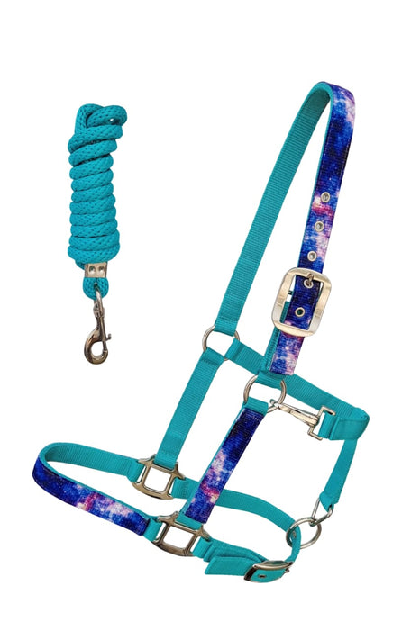 Cob Turquoise Nylon Galaxy Inlay Adjustable Halter w/ Lead Rope -C 606211TR-C