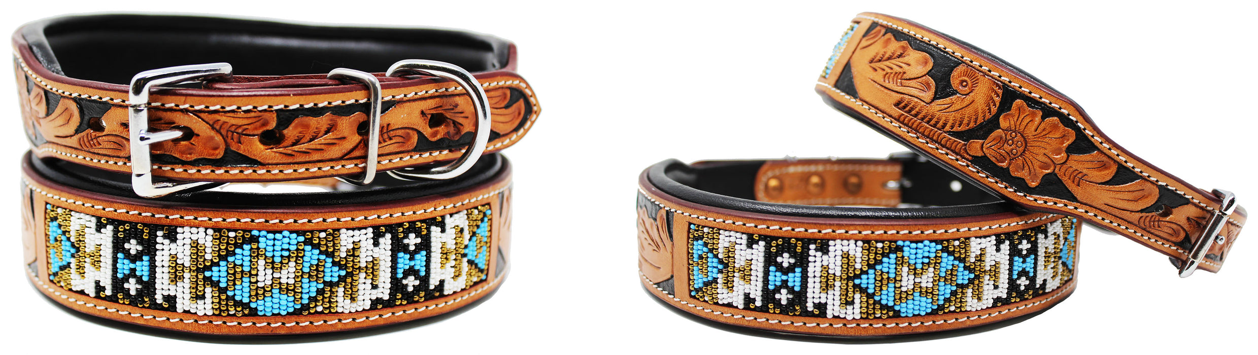 Dog Puppy Collar Cow Leather Adjustable Padded Canine 6063