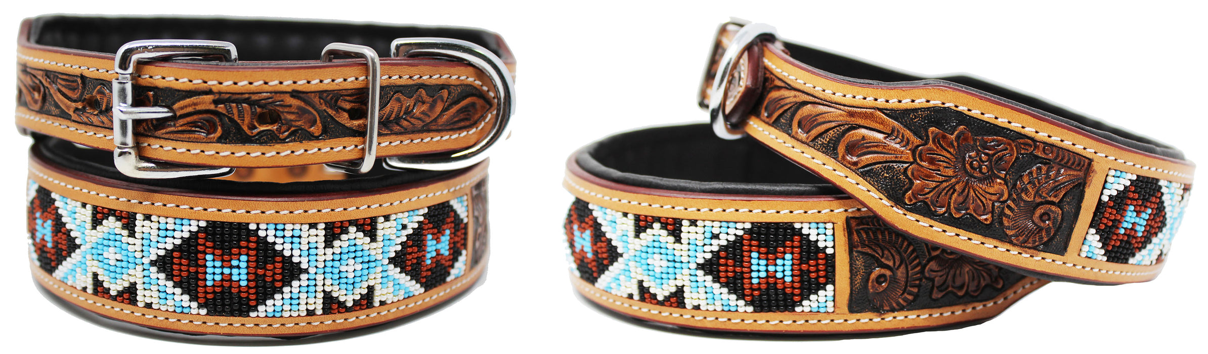 Dog Puppy Collar Cow Leather Adjustable Padded Canine 6065