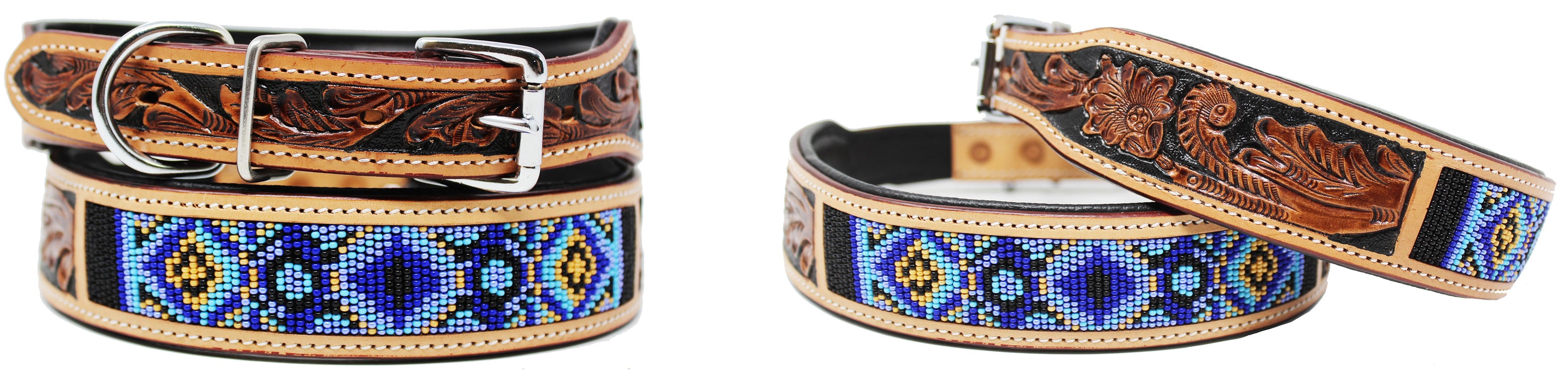 Dog Puppy Collar Genuine Cow Leather Adjustable Padded Canine 6068