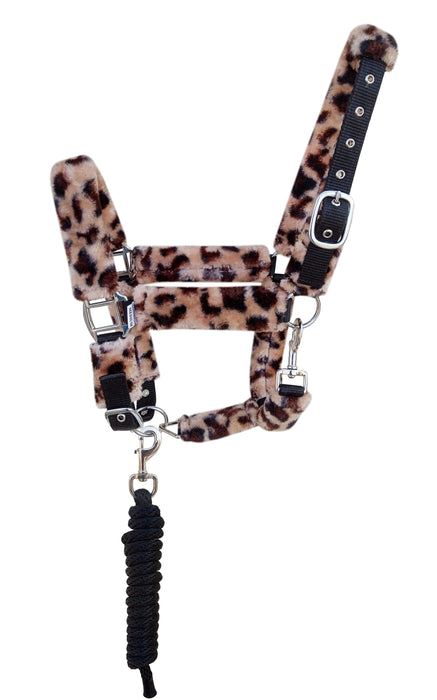 Challenger Wild Safari Fleece Padded Nylon Horse Halter with Lead Rope Average Horse 606RS01