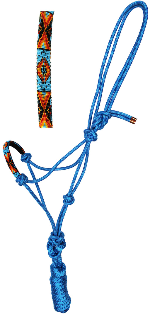 Nylon Horse  Braided Rope HALTER Beaded Noseband w/ Lead Rope 606RT08
