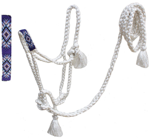 Horse Nylon Western Beaded Noseband Braided Mule Tape Halter Lead Rope 606RT38