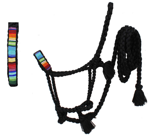 Horse Nylon Horse Western Beaded Noseband Braided Mule Tape Halter Lead Rope 606RT40BK