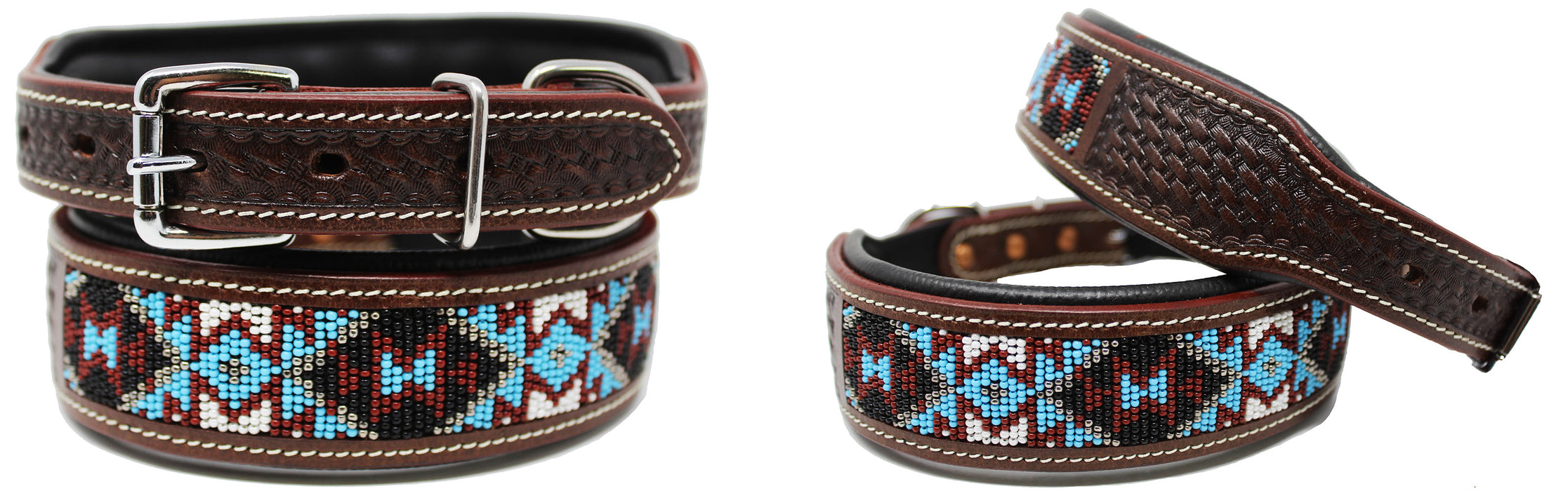 Dog Puppy Collar Genuine Cow Leather Adjustable Padded Canine 6070