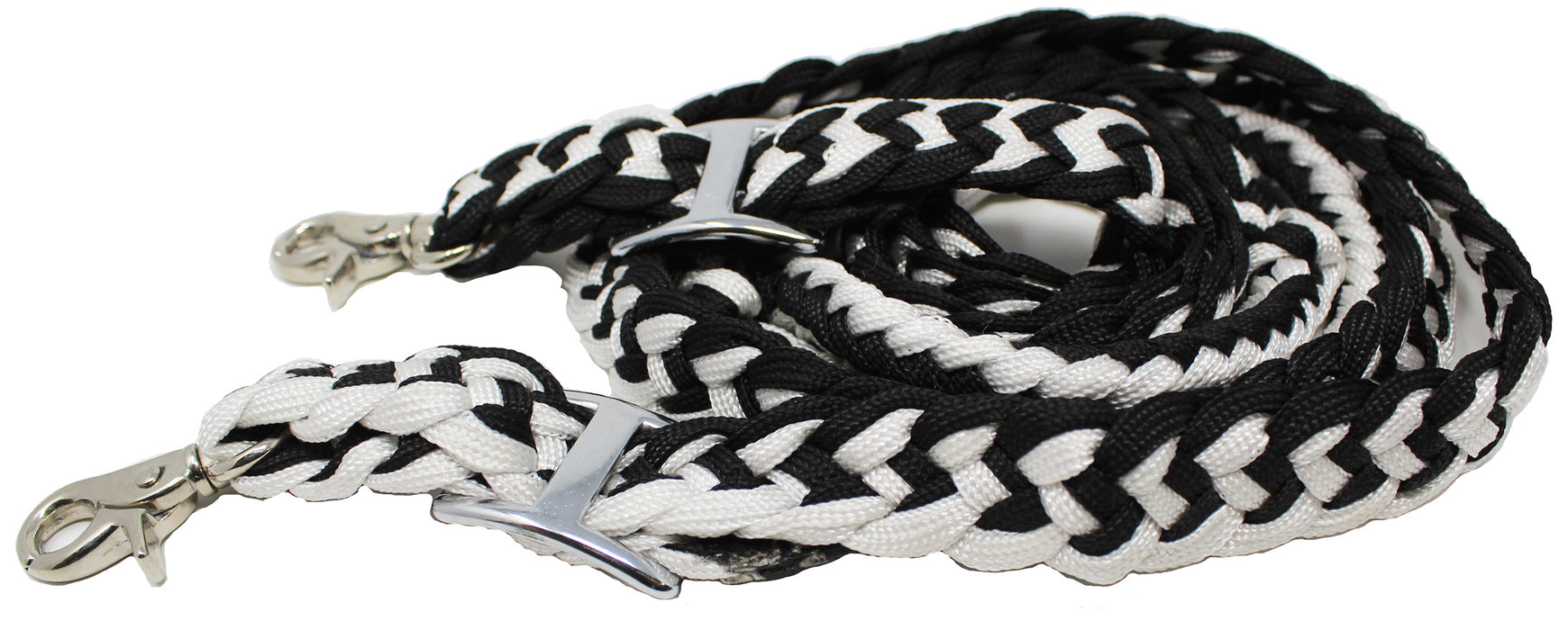 Roping Knotted Horse Tack Western Barrel Reins Rein Nylon Braided BLACK WH 60703