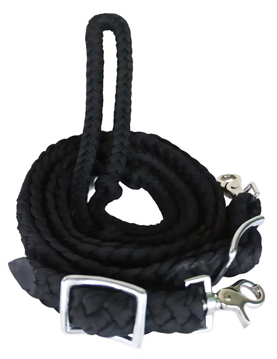 Roping Knotted Horse Tack Western Barrel Reins Nylon Braided Purple Snaps 60709