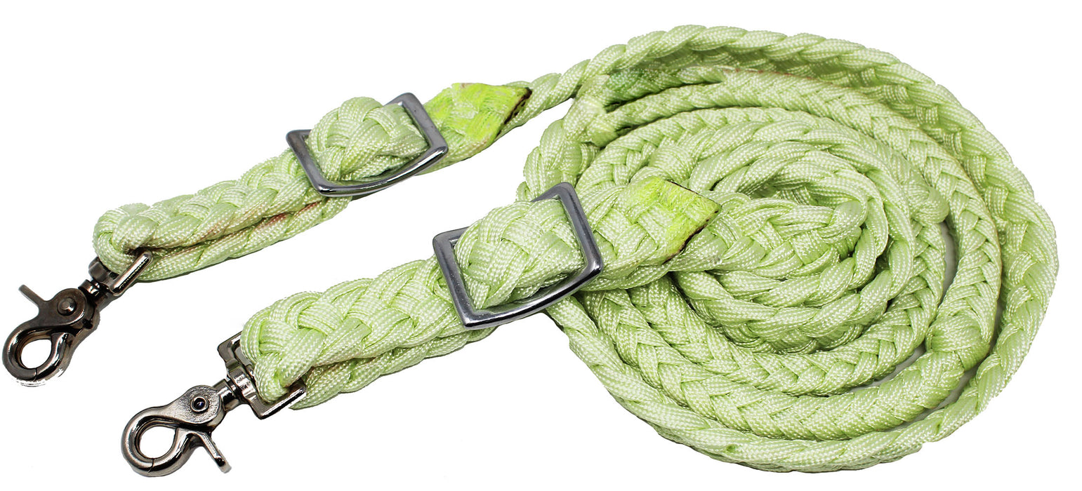 Roping Knotted Horse Tack Western Barrel Reins Nylon Braided Purple Snaps 60709