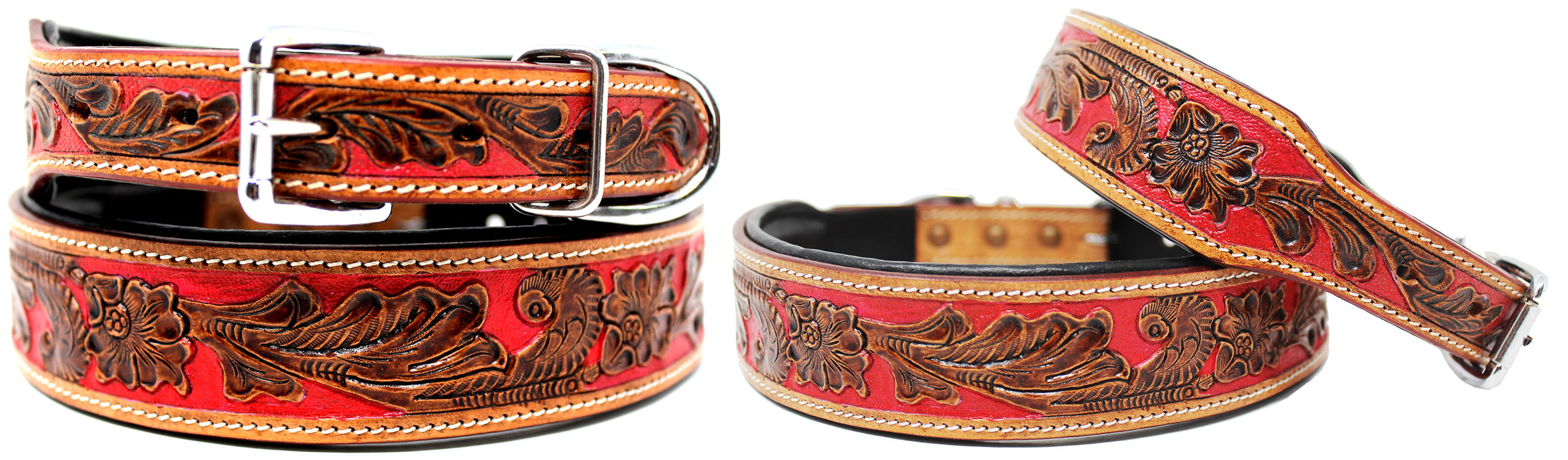 Dog Puppy Collar Genuine Cow Leather Adjustable Padded Canine 6072