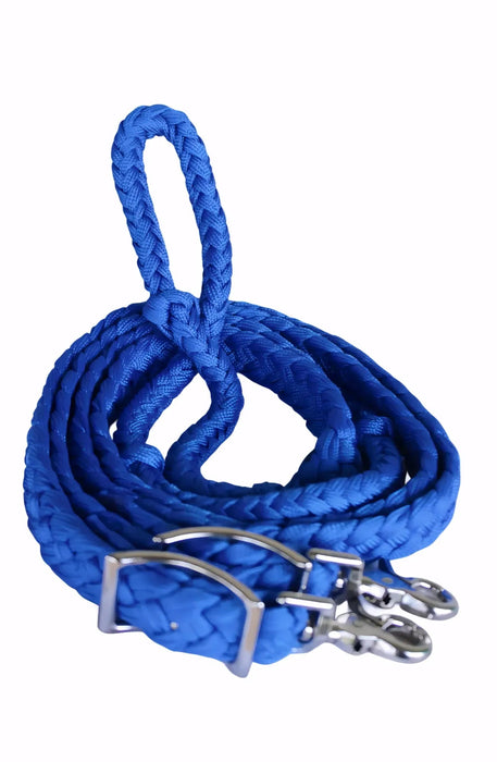 Roping Knotted Horse Tack Western Barrel Reins Nylon Braided Purple Snaps 60709