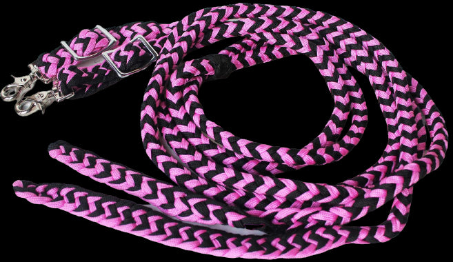 Horse Roping Knotted Tack Western Split Reins Nylon Braided 607225PK