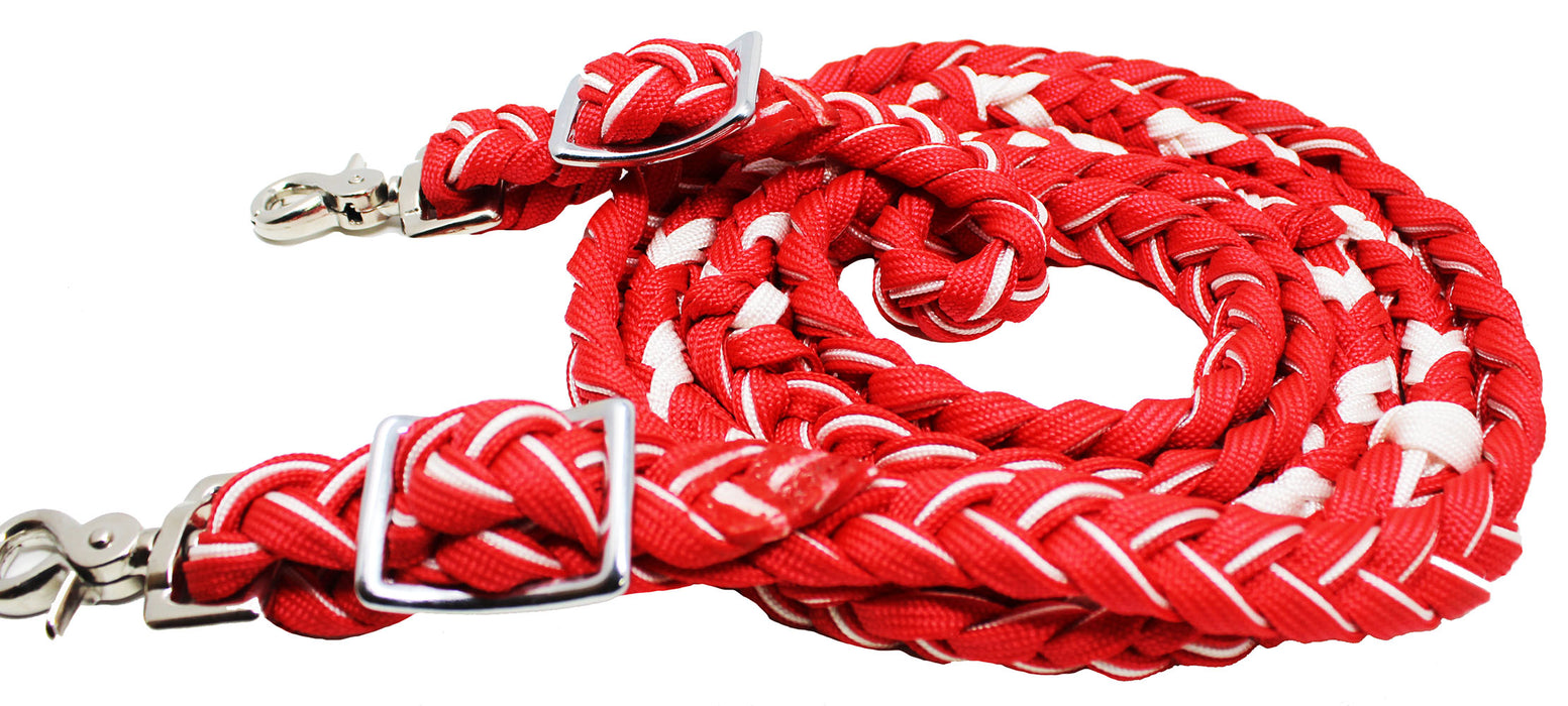 Roping Knotted Horse Tack Western Barrel Reins Rein Nylon Braided BLACK WH 60703